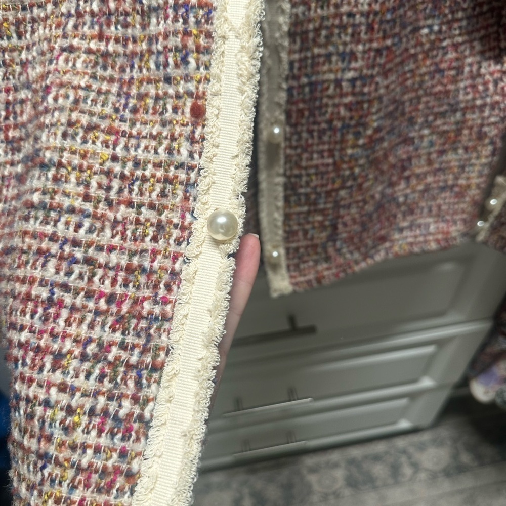 See and Be Seen Women's Multicolor Tweed Jacket with Pearl Button Detail - Picture 4 of 8